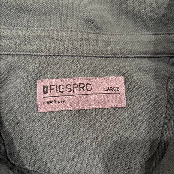 FIGS PRO Piqué Men’s Scrub Polo Green Short Sleeve Pima Cotton Large - Picture 3 of 8